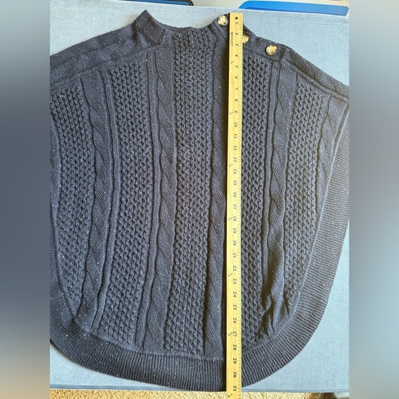 Talbots Blue Speckled Cable Knit Poncho Sweater Women’s SZ S Cotton Buttons - Picture 8 of 8